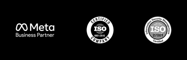Meta Business Partner · ISO 9001:2015 · ISO 27001